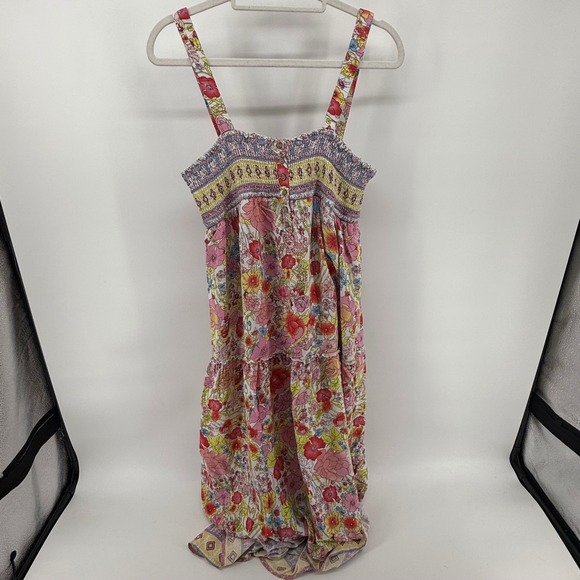 In Bloom Floral Maxi Dress Summer Boho Cottagecore Pink Yellow Sleeveless Medium - Picture 13 of 16